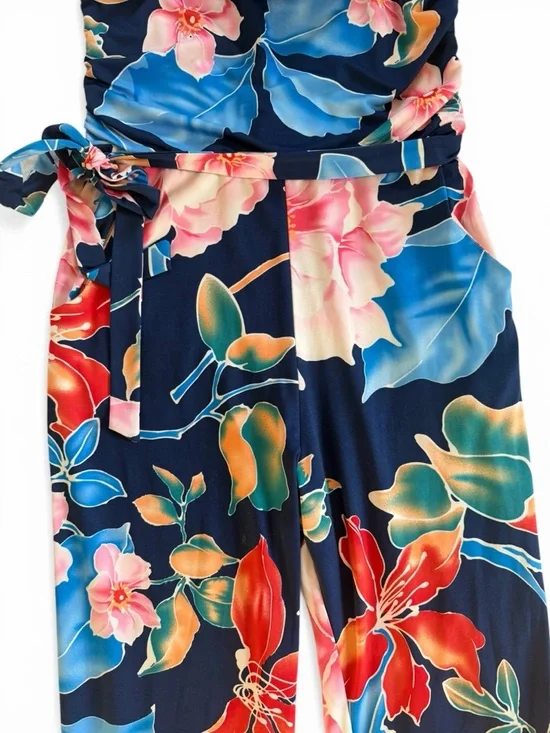 Veronica M Floral Strapless Wide-Leg Jumpsuit - Navy, Blue, Pink, Red - Picture 6 of 7